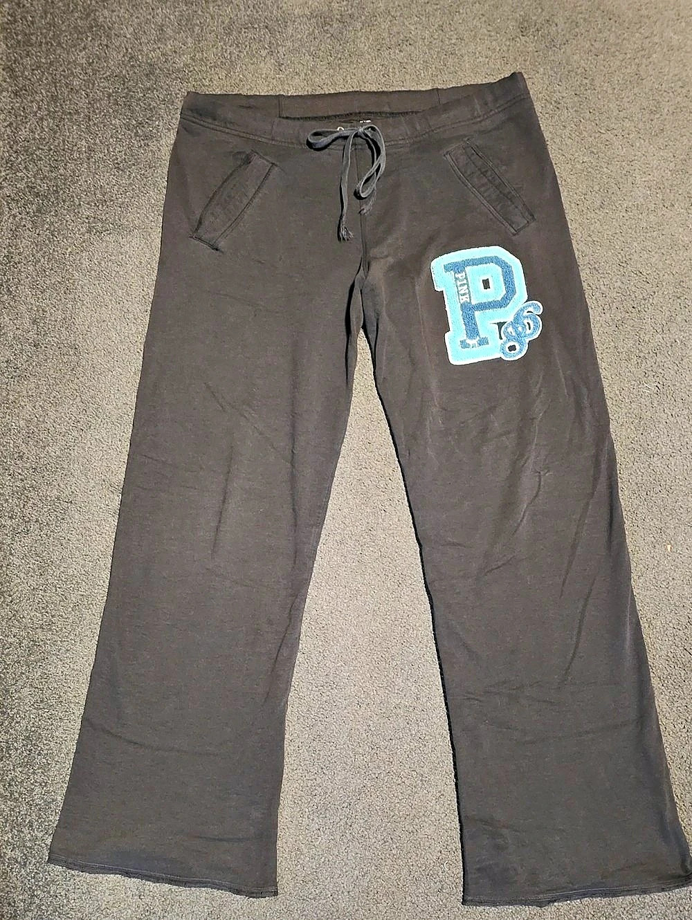 PINK Black Graphic Jogger Pants Size XS 04-09